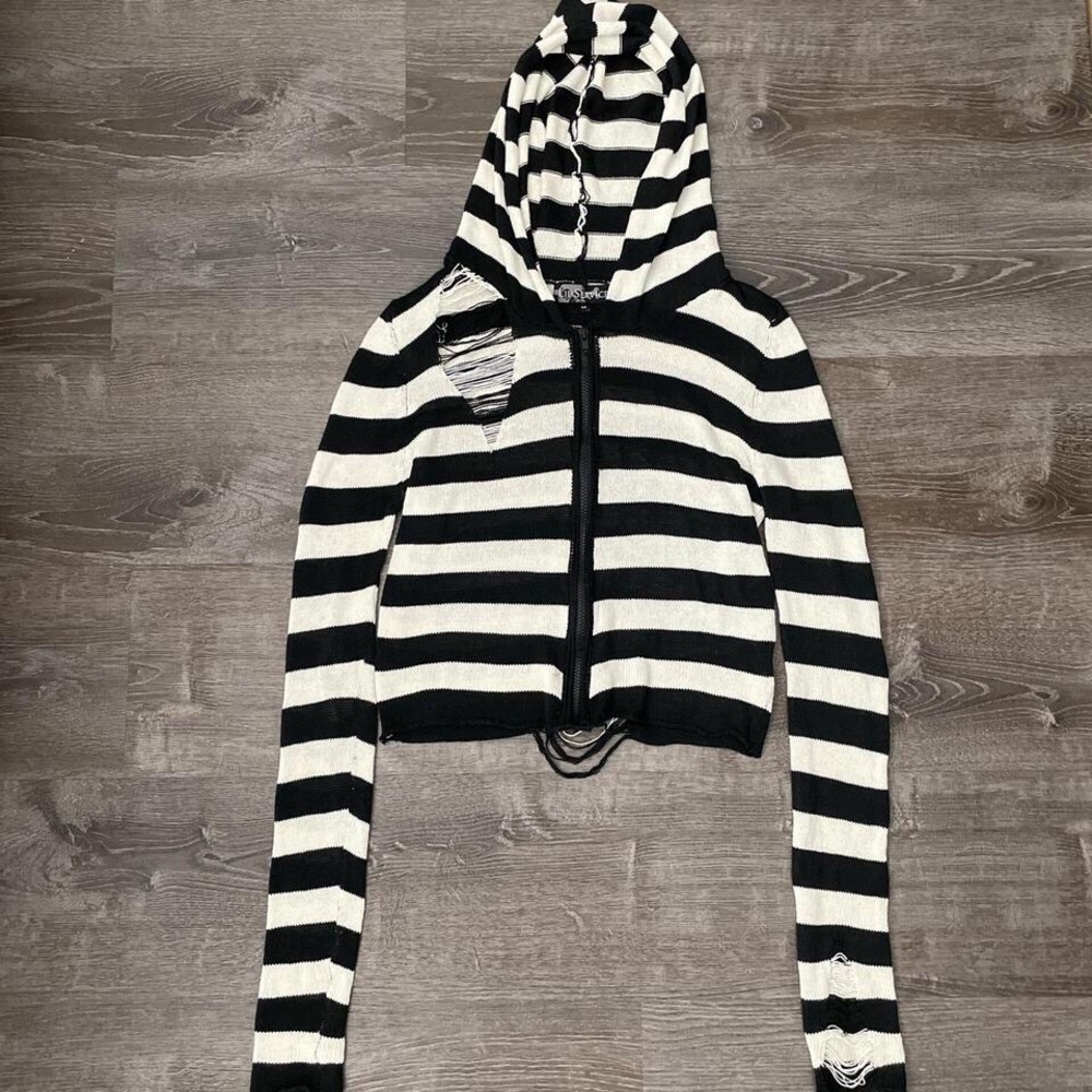 Lip service striped hoodie